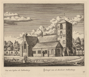 PRT-0070 Gezicht op de kerk van Valkenburg, 1732