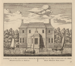 PRT-0073 Buitenplaats Dubbelhof aan de Rijn, eigendom van doctor Joan Mylius, 1732