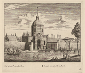 PRT-0084 Gezicht op de Morspoort en een gedeelte van de stadswal van Leiden, 1732