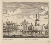PRT-0085 Gezicht op de Wittepoort en een gedeelte van de stadswal van Leiden, 1732