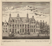 PRT-0094 Gezicht op het gemeenlandshuis van Rijnland aan de Breestraat in Leiden, 1732