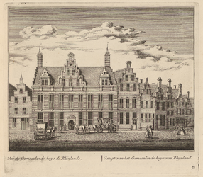 PRT-0094 Gezicht op het gemeenlandshuis van Rijnland aan de Breestraat in Leiden, 1732