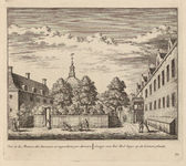 PRT-0095 Gezicht op de binnenplaats van het Dolhuis in Leiden, 1732