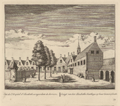 PRT-0096 Gezicht op de binnenplaats van het Elisabeths Gasthuis in Leiden, 1732
