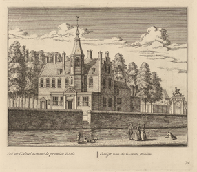 PRT-0097 Gezicht op de voorzijde van de Doelen in Leiden, 1732