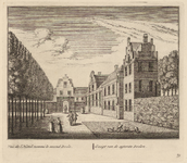 PRT-0098 Gezicht op de achterzijde van de Doelen in Leiden, 1732
