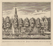 PRT-0102 Gezicht op de Vismarkt in de richting van het stadhuis in Leiden, 1732
