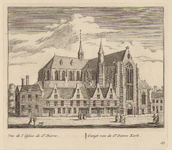 PRT-0106 Gezicht op de Sint Pieterskerk in Leiden, 1732