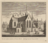 PRT-0108 Gezicht op de Vrouwenkerk in Leiden, 1732