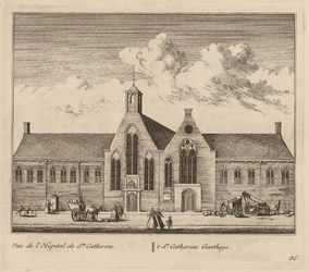 PRT-0109 Gezicht op het Sint Catharinagasthuis in Leiden, 1732