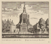 PRT-0112 Gezicht op de Nieuwe of Marekerk in Leiden, 1732