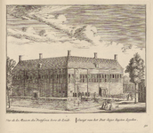 PRT-0114 Gezicht op het Pesthuis buiten Leiden, 1732