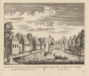 PRT-0116 Gezicht op de Rijn en de tuinen bij de Hogewoerdsepoort in Leiden, 1732