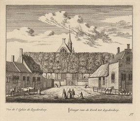 PRT-0120 Gezicht op de kerk van Leiderdorp, 1732