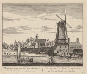 PRT-0126 Gezicht op het dorp Sloterdijk vanaf de Haarlemmer Trekvaart, 1728