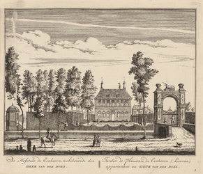 PRT-0128 De hofstede De Eenhoorn, eigendom van de heer Van der Does, 1728