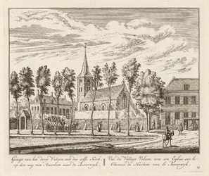 PRT-0142 Gezicht op het dorp Velzen vanaf de weg van Haarlem naar Beverwijk, 1728