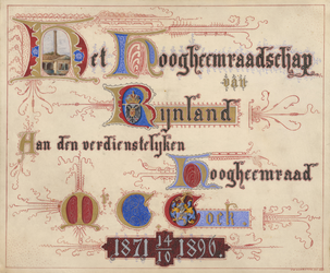 PRT-0181 Het hoogheemraadschap van Rijnland aan den verdienstelijken hoogheemraad mr. C. Cock 14 oktober ..., 1896