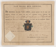 PRT-0222 Wapendiploma waarbij de Hoge Raad van Adel aan het hoogheemraadschap van Rijnland verklaart een w..., 14-07-1819