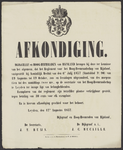 BKM-0161 Afkondiging dat het nieuwe reglement van het hoogheemraadschap (vastgesteld bij KB dd. 6 juli 1857) twee ...