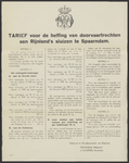 BKM-0195 Tarievenlijst in vijf artikelen voor de heffing van doorvaartrechten aan Rijnlands sluizen te Spaarndam voor ...