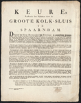 BKM-0206 Keur op het schutten door de Grote Kolksluis te Spaarndam, 04-10-1779