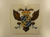 KGV_0062 Gebakken tegeltje met daarop geschilderd het wapen van het hoogheemraadschap van Delfland, circa 1984