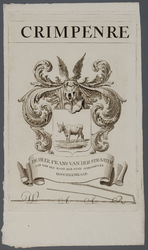 KGV_0325 Familiewapen van Frans van der Straaten, lid van de raad van Schoonhoven, hoogheemraad van de Krimpenerwaard, 1818