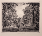 JMD-OP-1667 Litho, topografie: BIJ HET OUDE LOO. litho uit een serie van 12, gezichten in het park Het Loo.