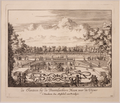 JMD-OP-1680L Kopergravure, topografie: Zestien gezichten op Paleis Het Loo te Apeldoorn.