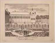 JMD-OP-1680f Kopergravure, topografie: Zestien gezichten op Paleis Het Loo te Apeldoorn.