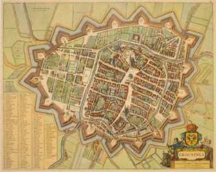 JMD-T-421 Kopergravure, Topografische kaart stad Groningen