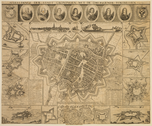 JMD-T-429 Kopergravure, Topografische kaart stad Groningen