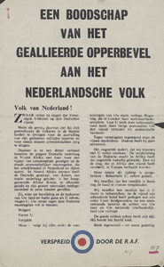 50 Een boodschap van het Geallieerde Opperbevel aan het Nederlandsche volk