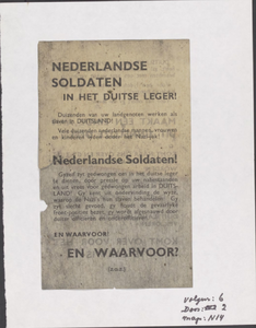 251 Fotokopie van een pamflet, bestemd voor Landstormsoldaten, vechtend in het Duitse leger in de grensgebieden van ...