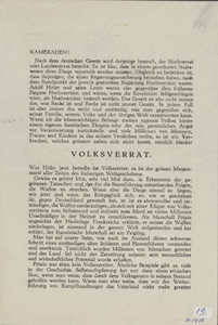263 Pamflet: Kameraden! Nach dem deutschen Gesetz wird derjenige bestraft, der Hochverrat.... ....Habt den Mut und die ...