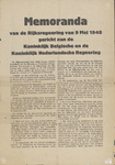 398 Memoranda van de Rijksregering van 9 mei 1940 gericht aan de Koninklijk Belgische en de Koninklijk Nederlandsche ...