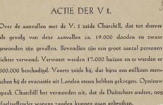 401 Actie der V1. Over de aanvallen met de V1 zeide Churchill....(Gegomd pamfletje, 2 formaten)