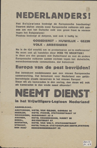 461 Nederlanders! Het bolsjewisme bedreigt de Europeesche beschaving.... Neemt dienst in het Vrijwilligerslegioen Nederland!