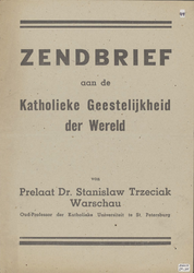 491 Zendbrief aan de katholieke Geestelijkheid der Wereld van Prelaat Dr Stanislaw Trzeciak, Warschau: Het Joodsche ...