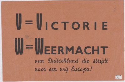507 V = Victorie want de Duitsche Weermacht wint voor Europa!