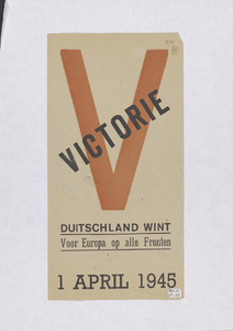 516 Victorie, met op de achtergrond de letter V -Duitsland wint voor Europa op alle fronten -
