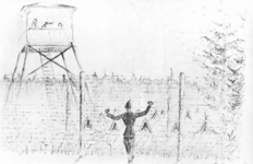 TPC.EC.I.K.L.011 Gevangene bij de omheining met wachttoren
