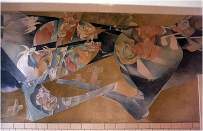 257195 Detail wandmozaiëk, Lagere school, Alard du Hamelstraat, 1964 - 1988