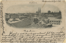 193348 Panorama, met op de voorgrond timmerfabriek De Rietvink en op de achtergrond de St. Catharinakerk, ca. 1895