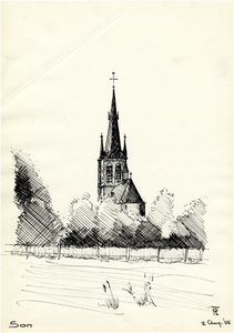 128872 R.K. Kerk St. Petrus Banden, Kerkplein, 02-08-1955