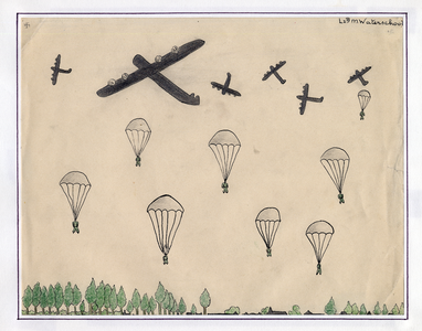 89.27-10929 Luchtlanding van Amerikaanse parachutisten op 17 september 1944 tijdens Operatie Market Garden., 17 ...