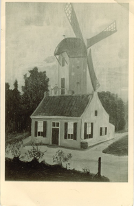 500452 Foto van pentekening van de molen met woonhuis familie van de Sande