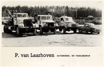 11919 Reclamefoto ter promotie van Automobiel- en Takelbedrijf P. van Laarhoven: het wagenpark, 1960 - 1970