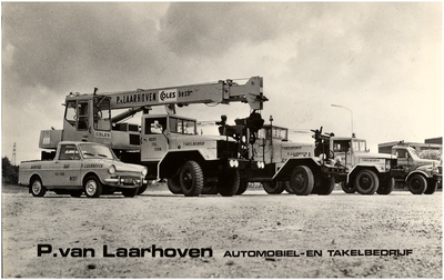 11938 Reclamefoto ter promotie van het Automobiel- en Takelbedrijf P. van Laarhoven: het wagenpark, 1960 - 1970